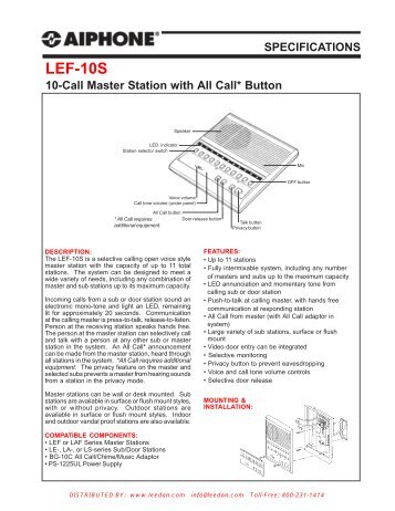 Aiphone Lef 3 Wiring Diagram
