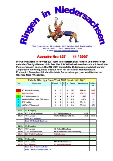 Rinds 11/07 - NiedersÃ¤chsischer Ringer-Verband e.V.