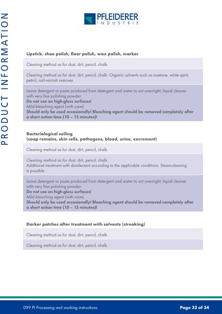 Processing and working instructions HPL and HPL elements PR ...