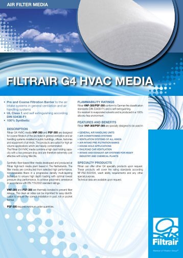 FILTRAIR G4 HVAC MEDIA - Filtrair BV