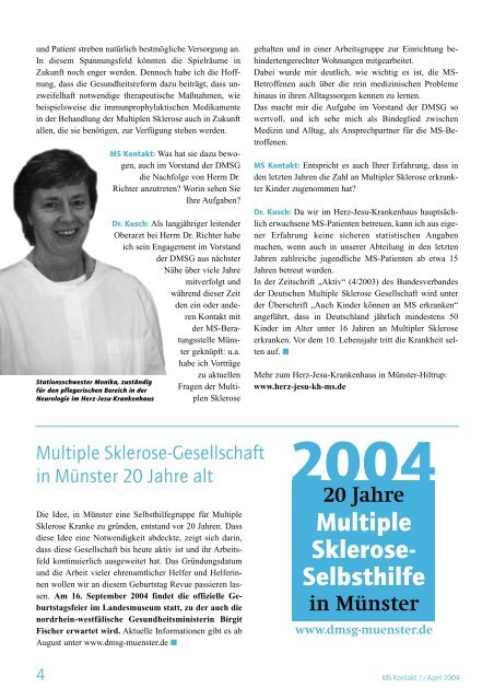 MS Kontakt 1/2004 - MS-Muenster.de