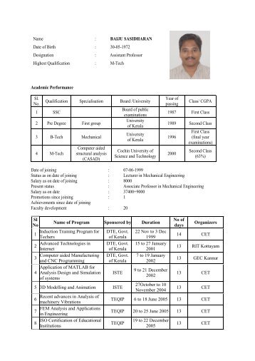 baiju sasidharan - Me.cet.ac.in - College of Engineering Trivandrum