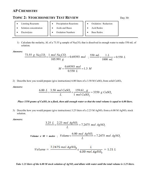 Answers - Avon Chemistry