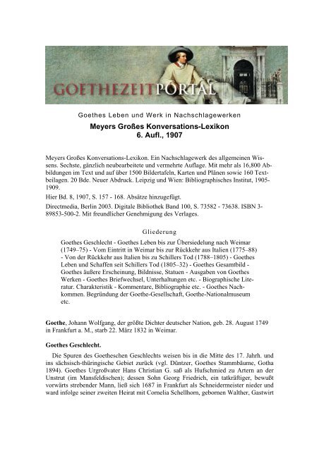Johann Wolfgang Goethe Meyers Großes Das Goethezeitportal 0442