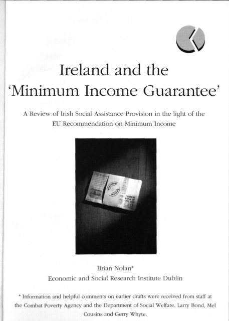 Ireland and the Minimum Income Guarantee - Combat Poverty Agency