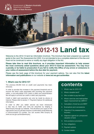 2012-13 Land tax - Department of Finance