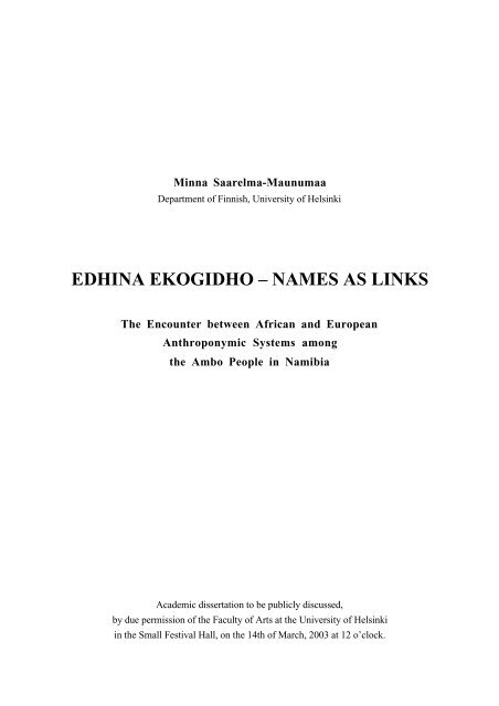 Edhina ekogidho - E-thesis - Helsinki.fi
