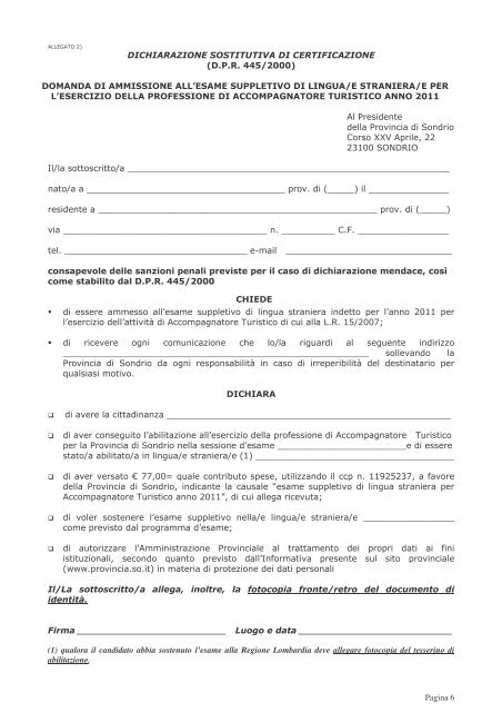 Bando Accompagnatore turistico (pdf) - Provincia di Sondrio