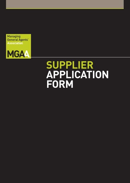 SUPPLIER APPLIcAtIon foRM - MGAA