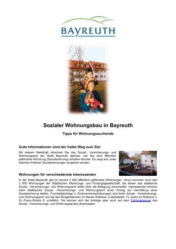 Sozialer Wohnungsbau in Bayreuth - GEWOG Wohnungsbau