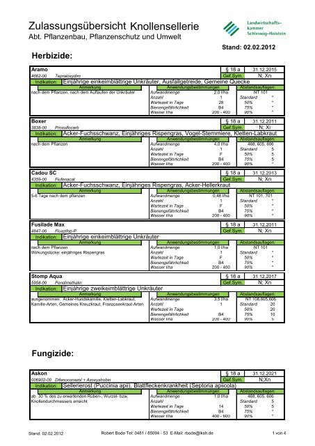 Herbizide - Landwirtschaftskammer Schleswig-Holstein