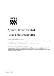 Retail Entitlement Offer Booklet and Covering Letter - AJ Lucas