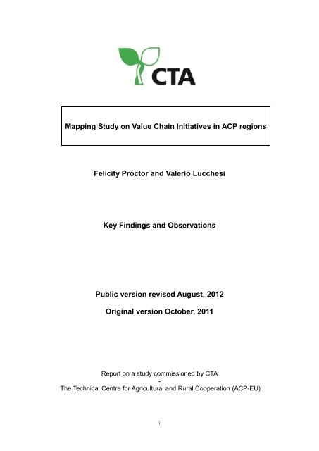 Mapping Study On Value Chain Initiatives In Acp Regions Felicity