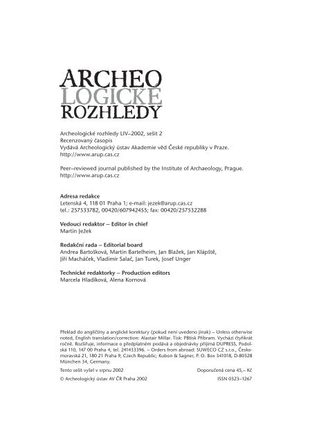 Archeologické rozhledy 2002 - Archeologický ústav AV ČR