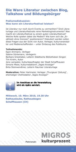 Samstag, 6. MÃ¤rz 2010 Bildungszentrum, ZelglestraÃe 4, Singen (D ...