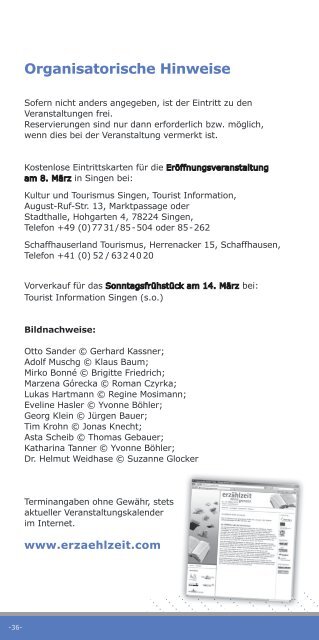 Samstag, 6. MÃ¤rz 2010 Bildungszentrum, ZelglestraÃe 4, Singen (D ...