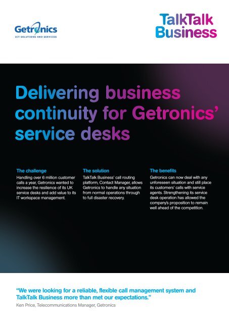 Getronics Case Study:Getronics Case Study - TalkTalk Business