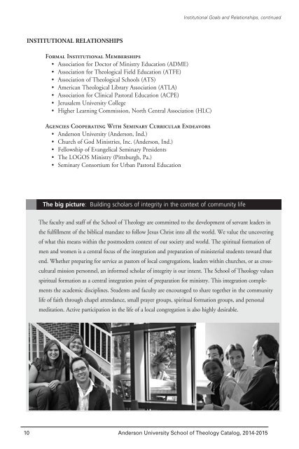 Catalog 2012-2014 - Anderson University School of Theology