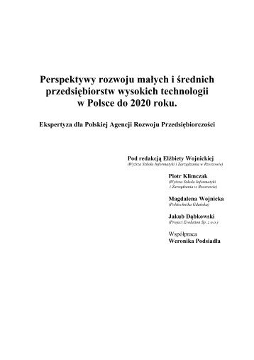 Perspektywy rozwoju maÅych i Årednich przedsiÄbiorstw wysokich ...