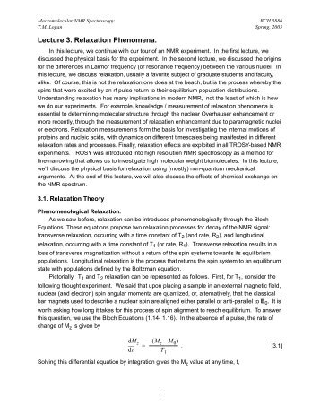 lecture 3 relaxation 2005.fm - FSU Institute of Molecular Biophysics