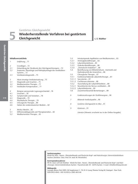 Wiederherstellende Verfahren bei gestörtem Gleichgewicht