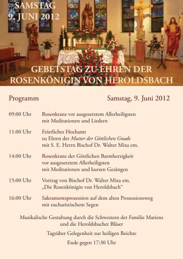 gebetstag zu ehren der rosenkÃ¶nigin von heroldsbach - Pilgerverein ...