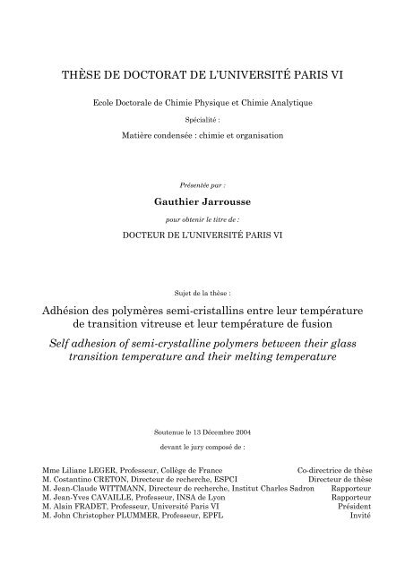THÈSE DE DOCTORAT DE L'UNIVERSITÉ PARIS VI ... - HAL - UPMC