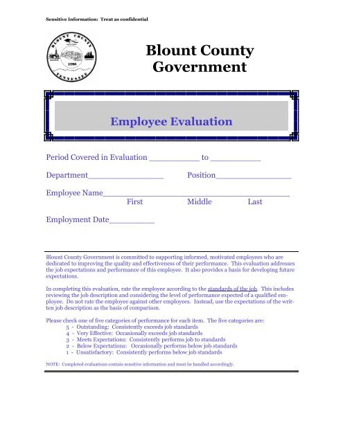 Employee Evaluation Form - Blount County Government