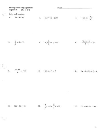 11 4 Algebra 1 3 4 3 Multi Step Equations Practice Pd 2 Notebook