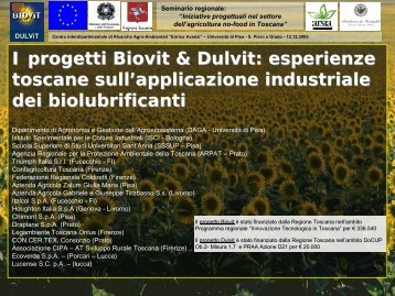 Progetti "Biovit - biolubrificanti vegetali per l'industria ... - Enrico Avanzi