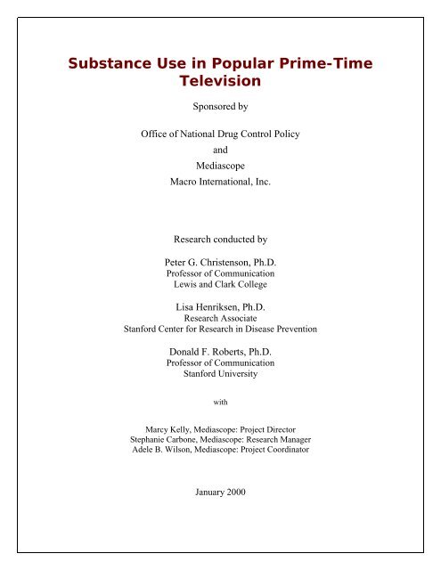 Substance Use in Popular Prime-Time Television