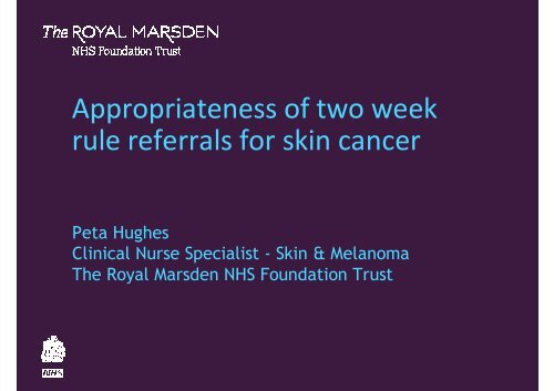 Peta Hughes - The Royal Marsden