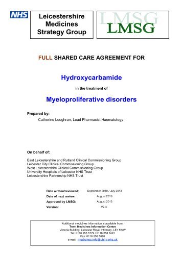 Hydroxycarbamide - Leicestershire Medicines Strategy Group