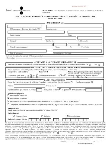 sol.licitud de matrícula d'ensenyaments oficials de màster universitari