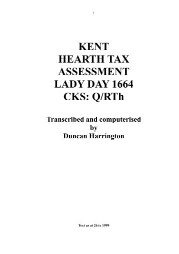 CENTRE FOR KENTISH STUDIES, County Hall ... - Hearth Tax Online