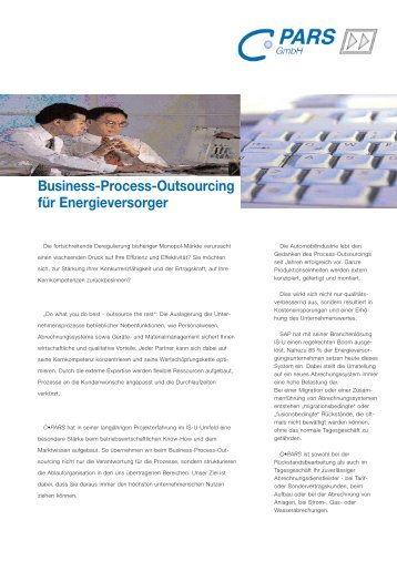 Business-Process-Outsourcing für Energieversorger - C.PARS GmbH