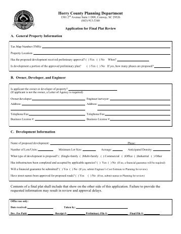 PDF Final Plat Application - Horry County Government