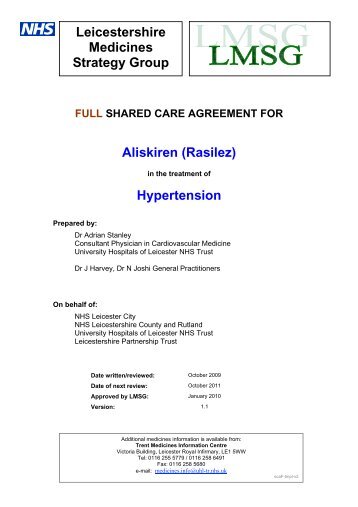 Hypertension - Leicestershire Medicines Strategy Group