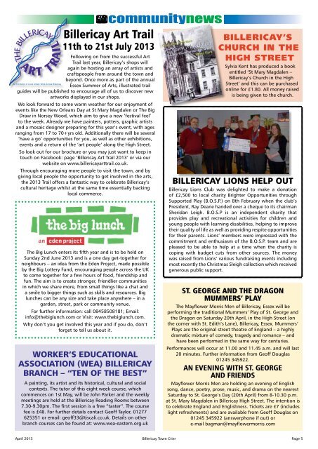 April 2013 Issue - Billericay Town Council