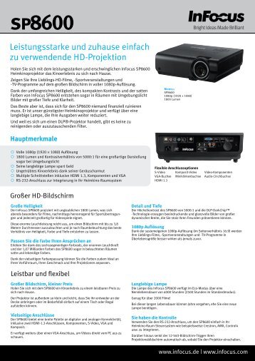 InFocus ScreenPlay SP8600 Datasheet (German)