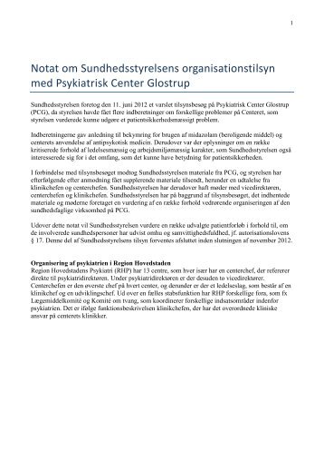 Notat om Sundhedsstyrelsens organisationstilsyn med Psykiatrisk ...