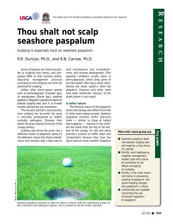 Thou shalt not scalp seashore paspalum - GCSAA