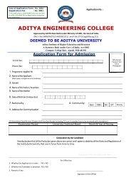 Application Form for Admission - Aditya Engineering College