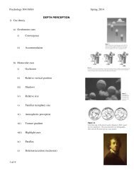 Psychology 3041/6014 Spring, 2013 1 of 4 DEPTH PERCEPTION 1 ...