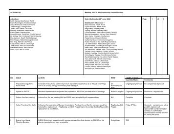 ACTION LOG Meeting: INEOS Site Community Forum ... - INEOS Chlor