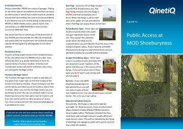 Public Access Information Leaflet - MOD Shoeburyness - QinetiQ