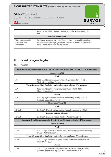 Sicherheitsdatenblatt SURVOS Plus L - hpmtechnologie.de