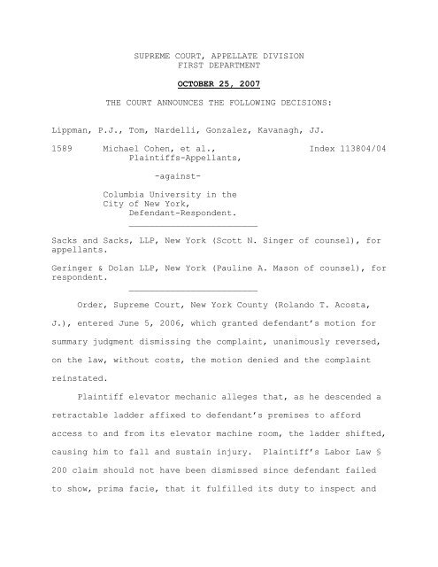 supreme court appellate division first department