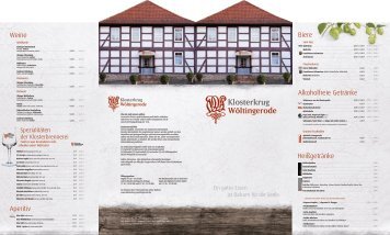 finden Sie unsere Speisekarte (PDF) - Klosterhotel WÃ¶ltingerode