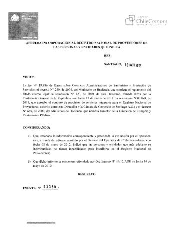 ResoluciÃ³n Proveedores Inscritos Abril 2012 - Chileproveedores